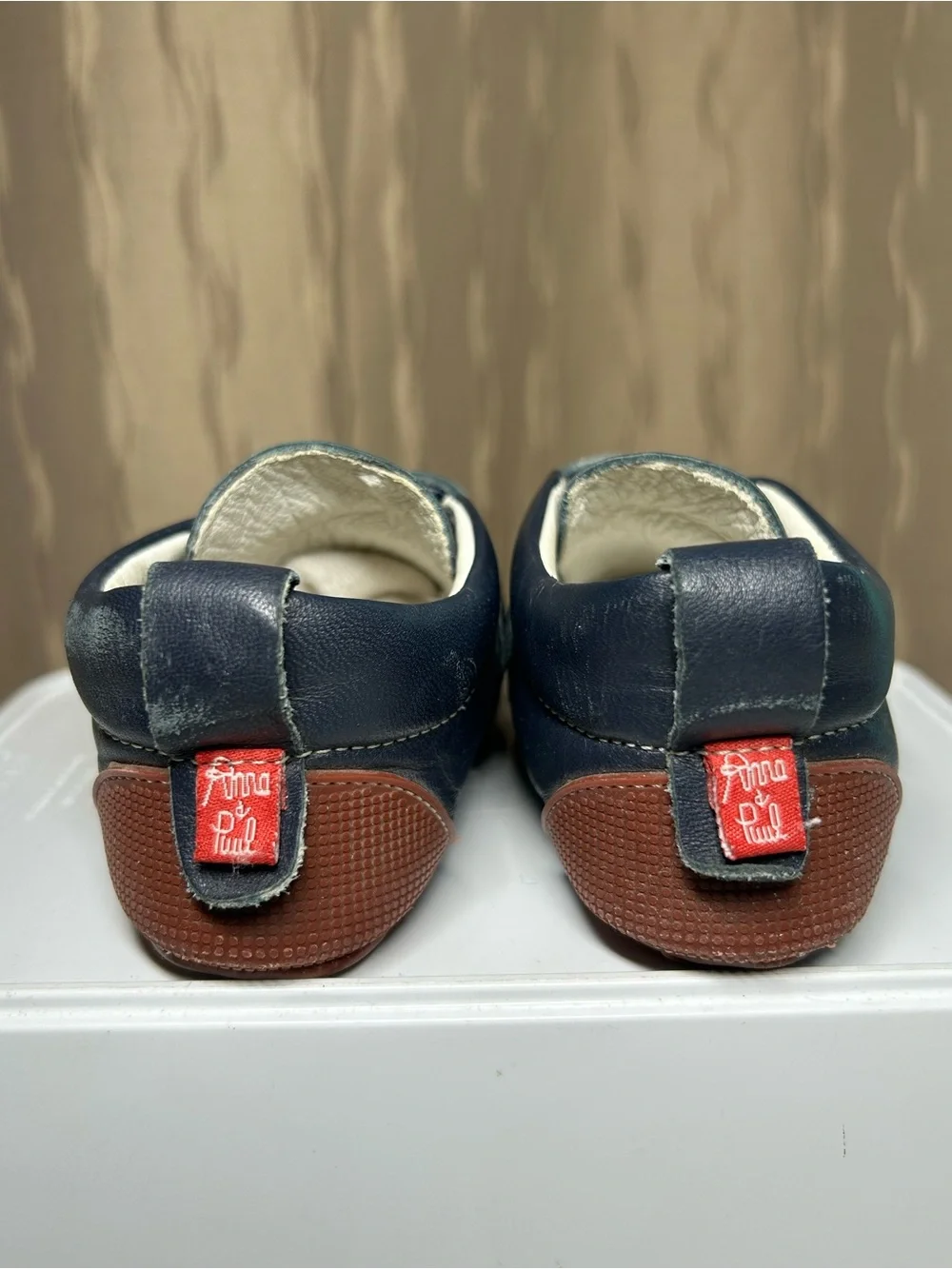 Anna und Paul Baby Size L (EU 22, US 18-24 Month) Navy Brown Star Velcro Leather